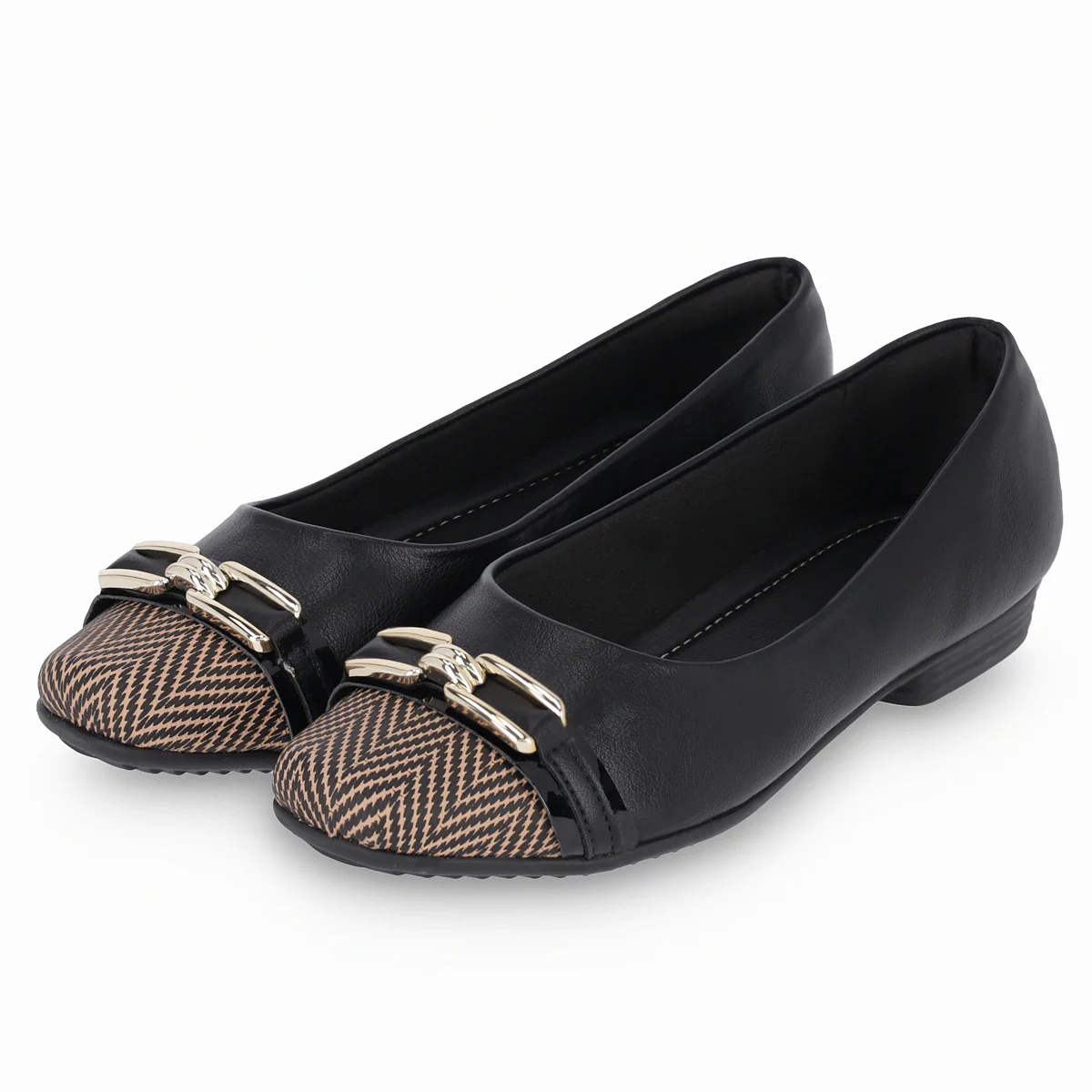 Balerina cuña baja 1.5 cm cap toe y eslabones – Raquel