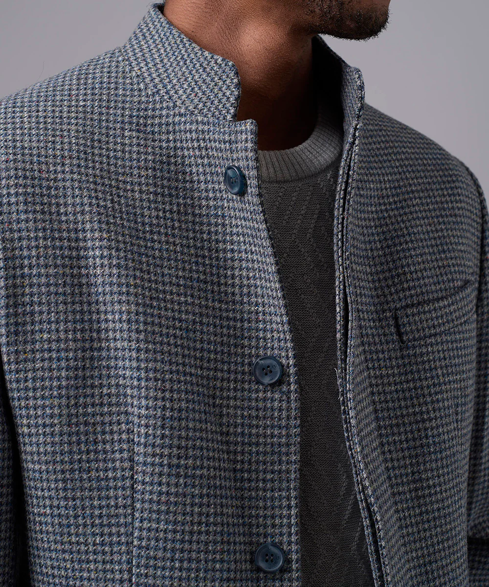 BLAZER LANA CUELLO NERU BOTONES OCULTOS GRIS OI25