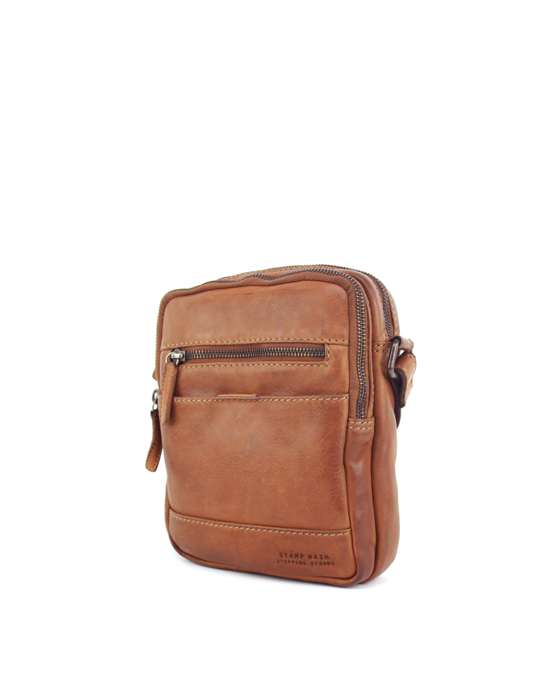 Bolso mediano de hombre ST132 Tichi en piel lavada color cuero