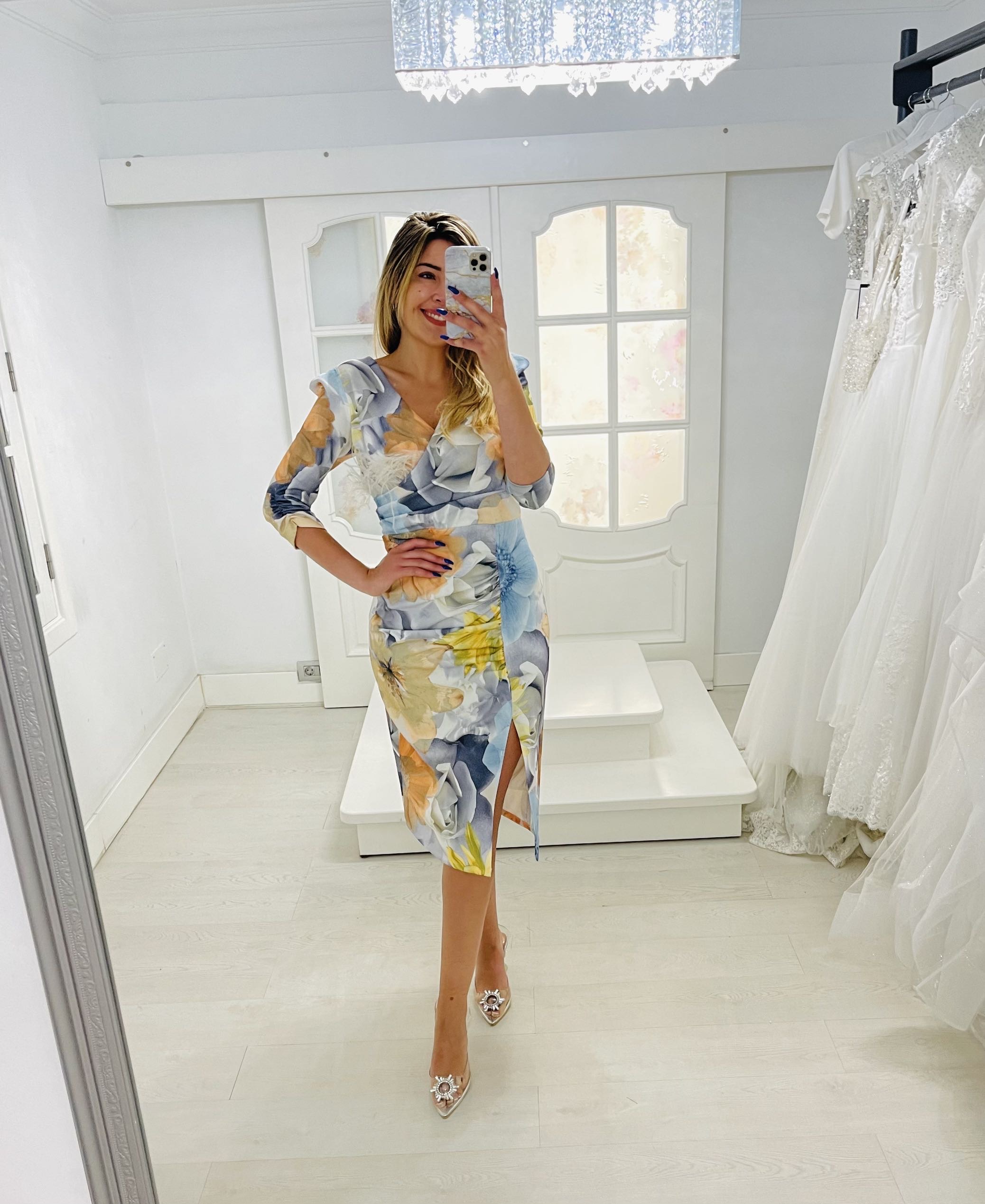Vestido plumas midi - Imagen 3