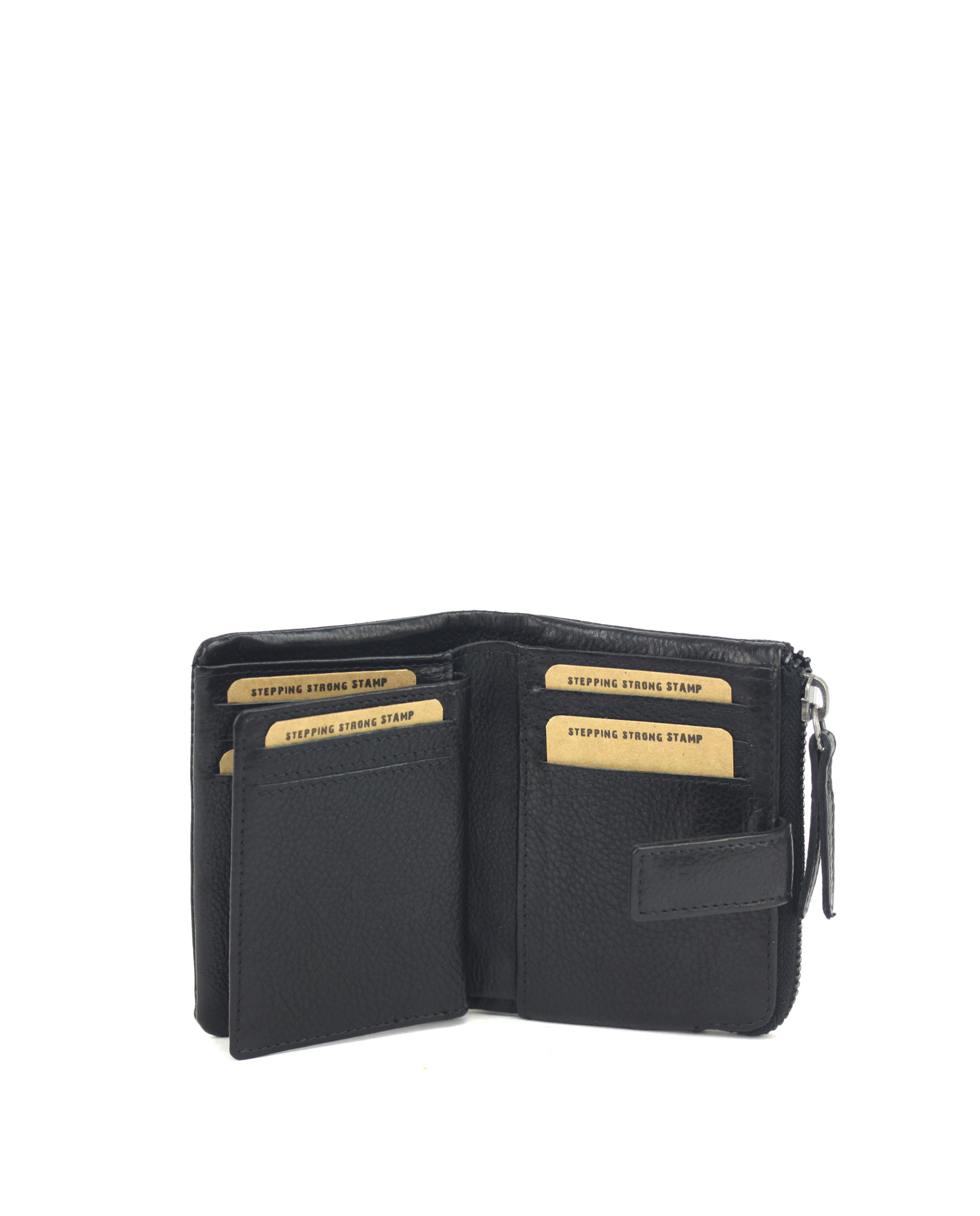 Cartera pequeña de mujer en piel lavada ST32001 Chara negra - Imagen 3