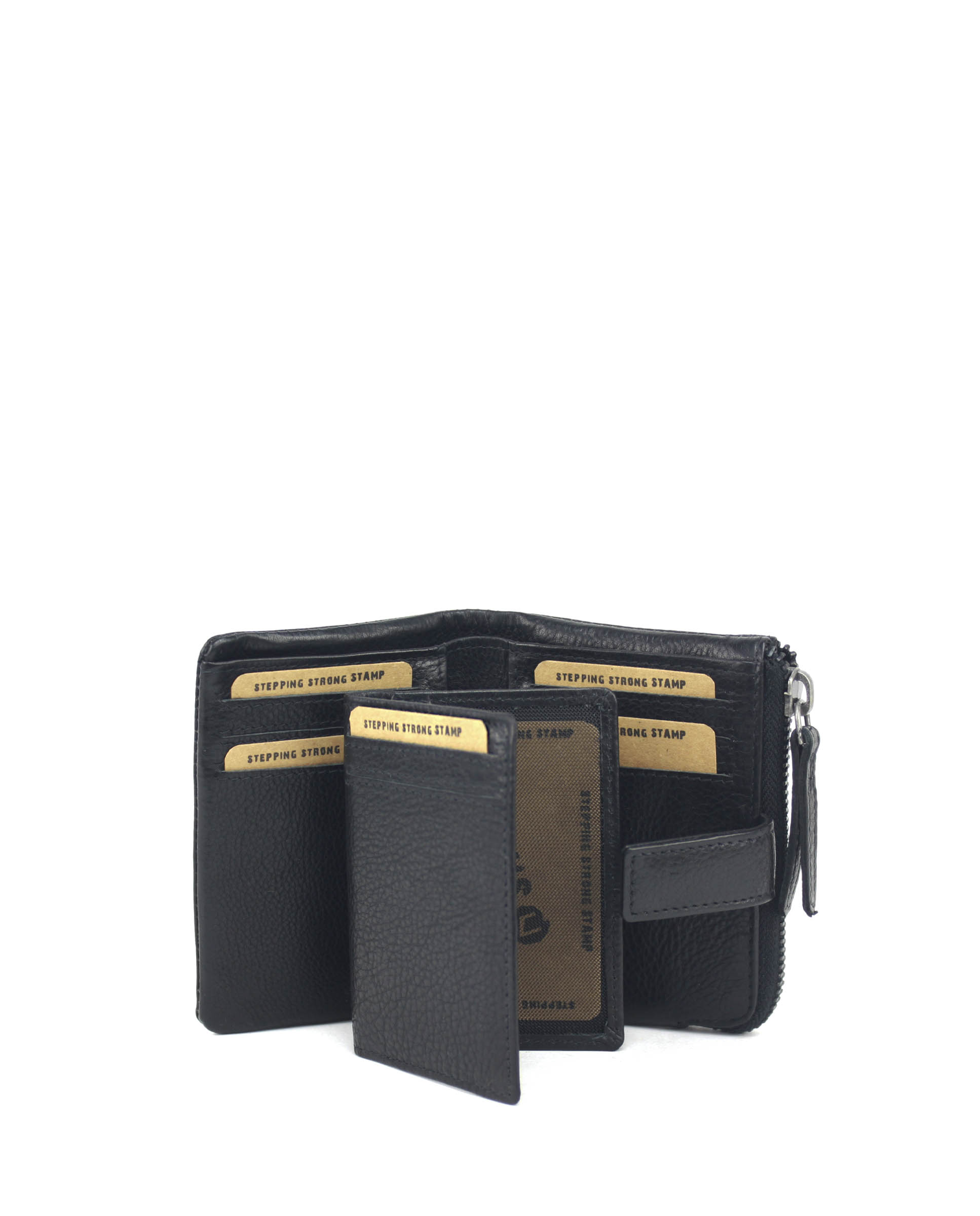 Cartera pequeña de mujer en piel lavada ST32001 Chara negra - Imagen 5