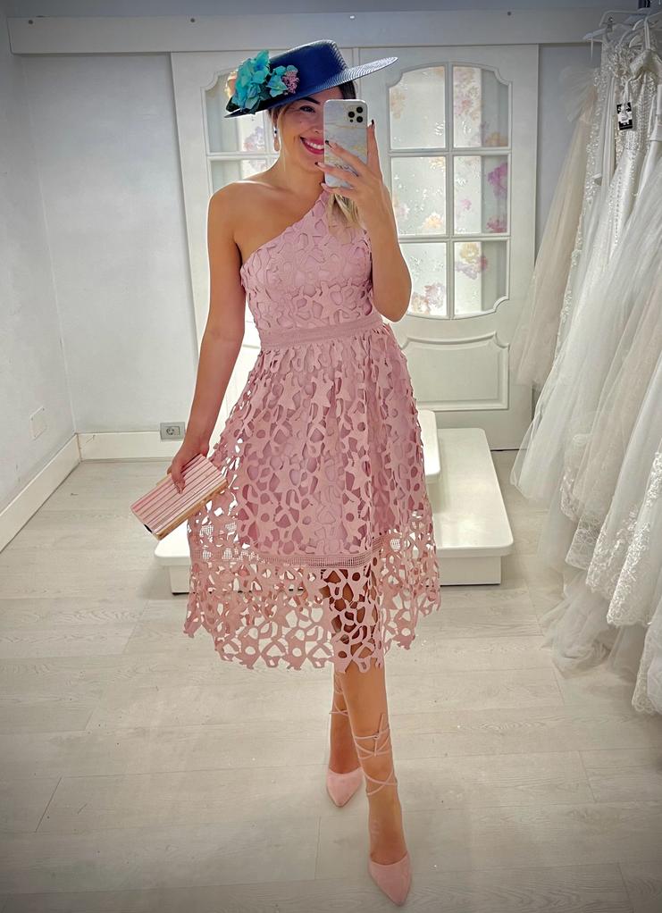 Vestido midi troquelado