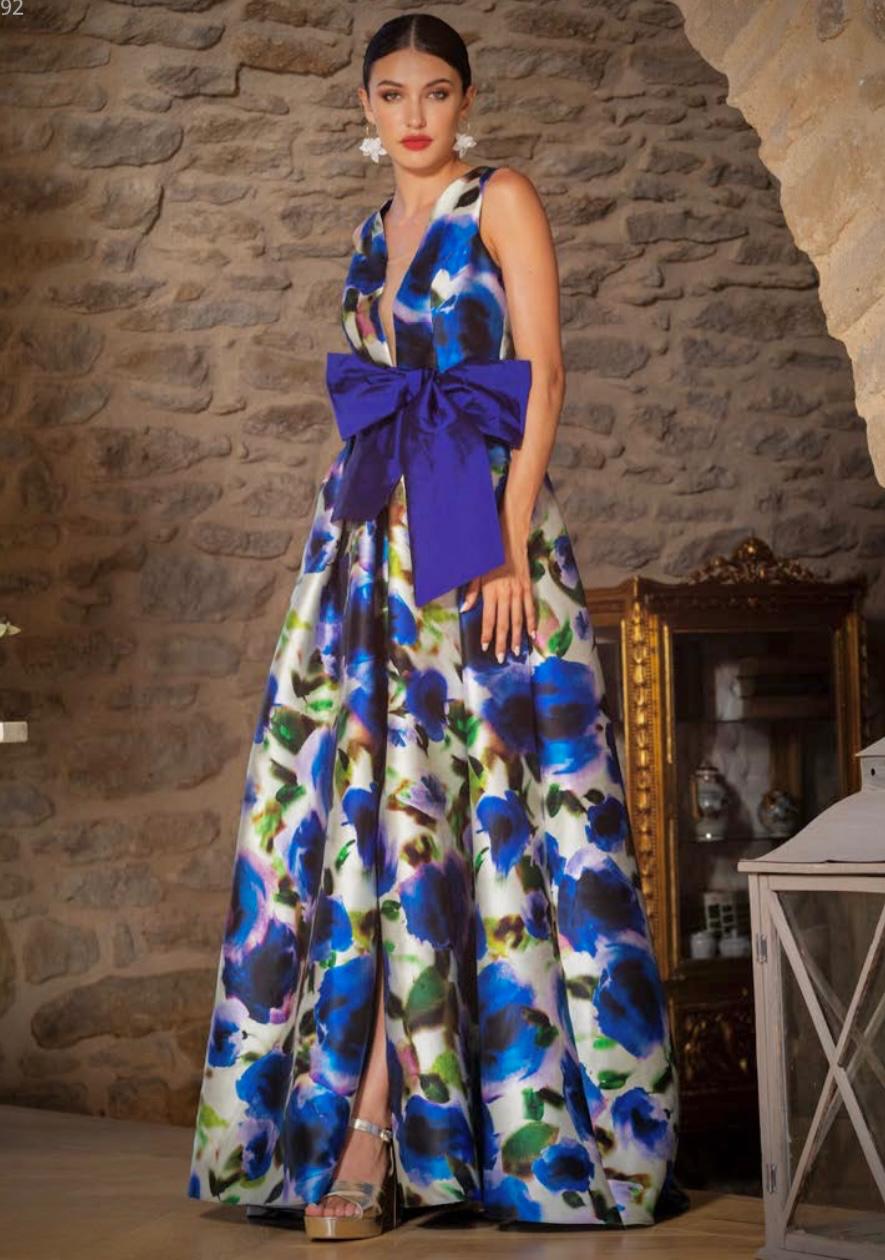 Vestido mikado estampado