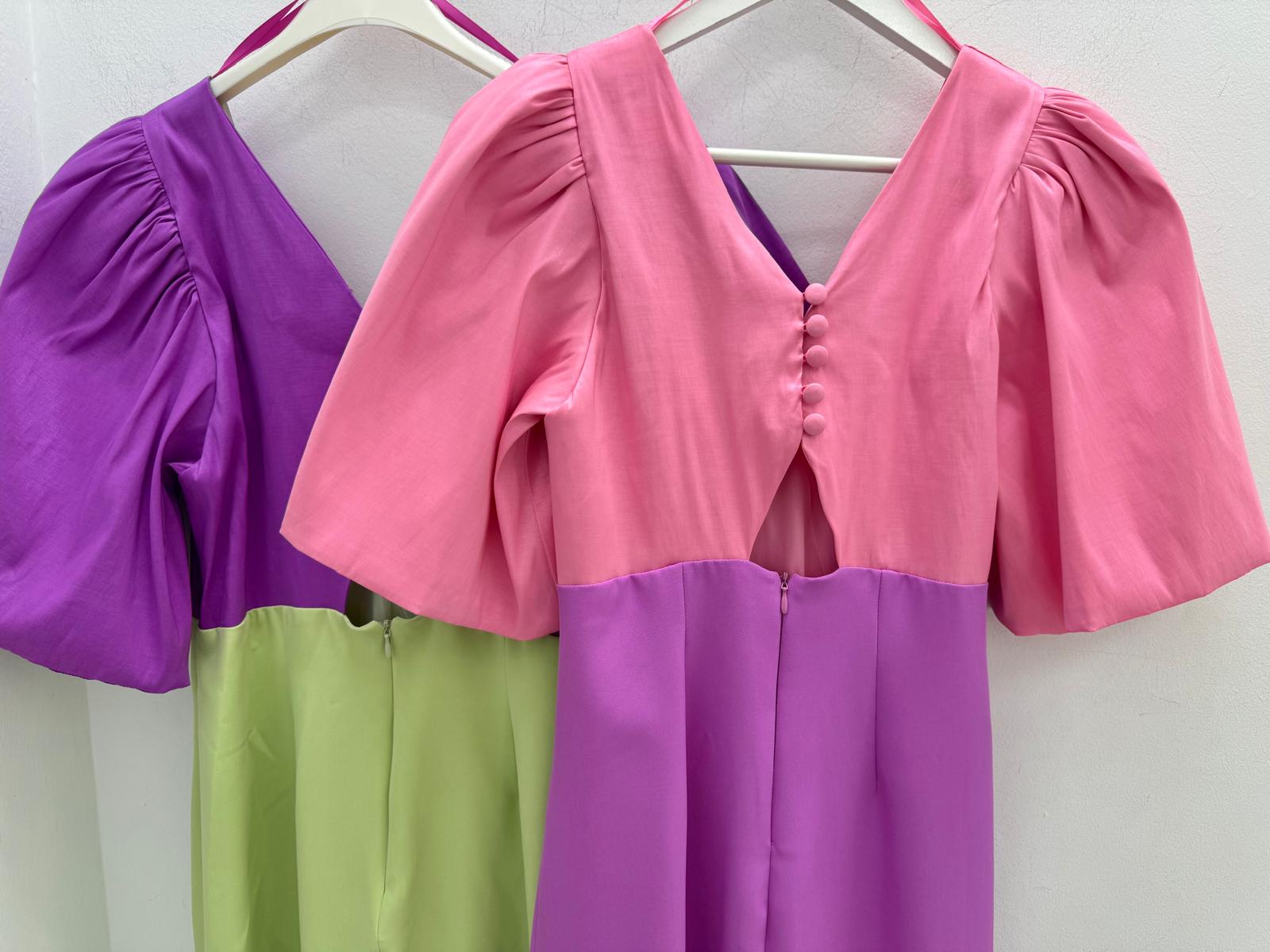 Vestido Midi Bicolor