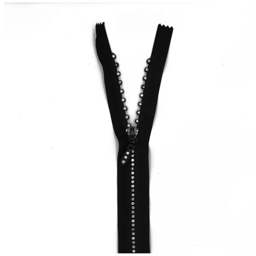 Cremallera negra strass 50 cm